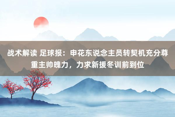 战术解读 足球报：申花东说念主员转契机充分尊重主帅魄力，力求新援冬训前到位