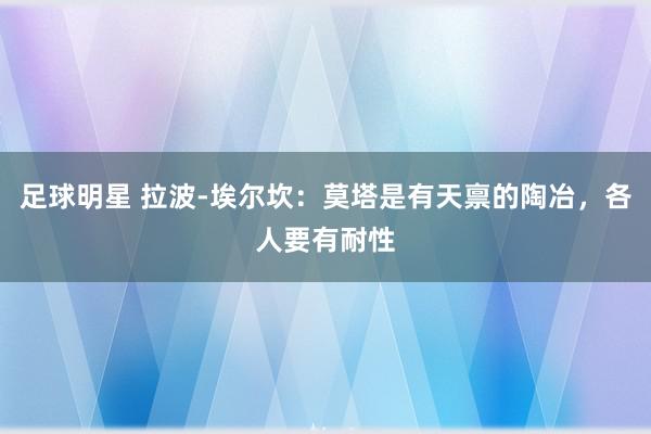 足球明星 拉波-埃尔坎：莫塔是有天禀的陶冶，各人要有耐性