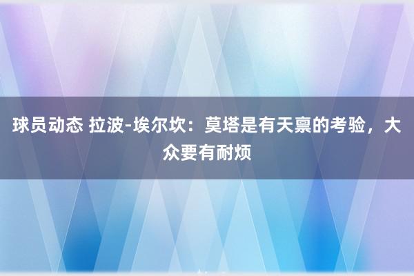 球员动态 拉波-埃尔坎：莫塔是有天禀的考验，大众要有耐烦