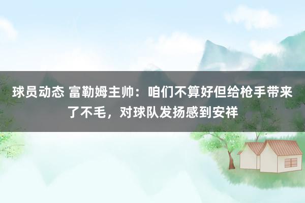 球员动态 富勒姆主帅：咱们不算好但给枪手带来了不毛，对球队发扬感到安祥